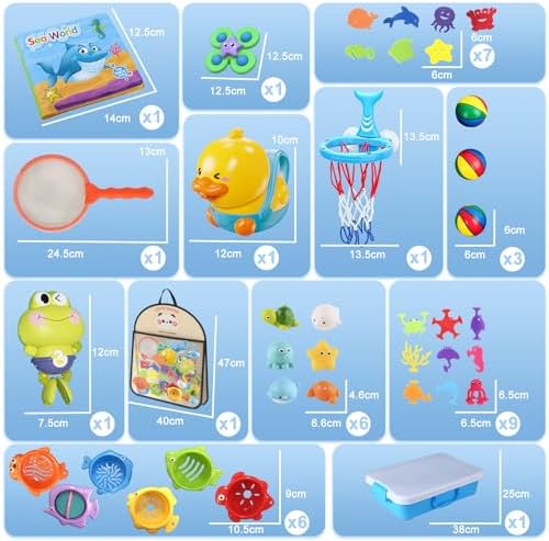 Jouets de bain bébé 38 pièces, cadeau pour bébé - Animaux flottants pour la baignade - Cadeau pour enfants de 0 à 6 ans 