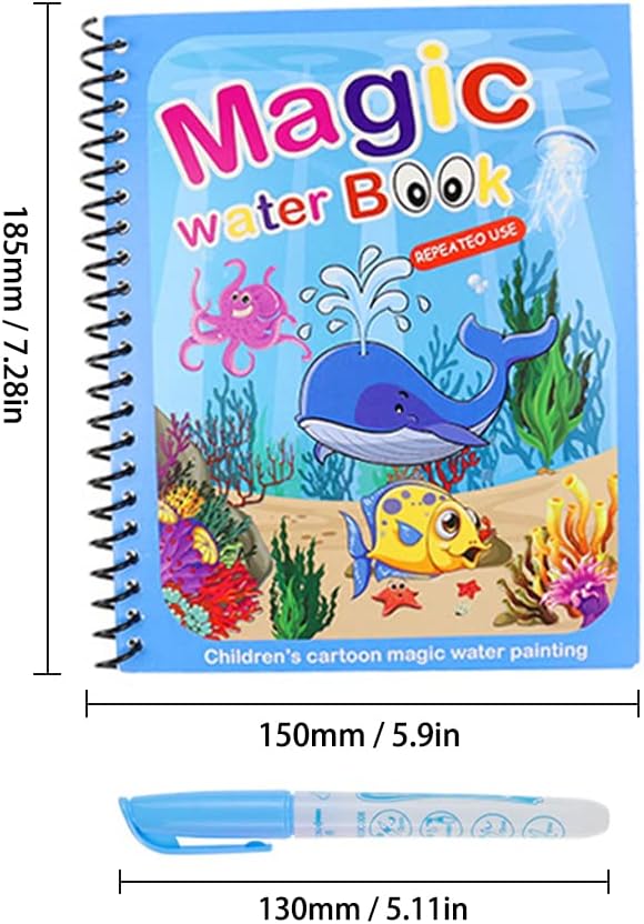 Stylos à Colorier Livre d'Eau pour Enfants - Peinture Magique avec Lots de 8 Cahiers - Parfaits pour les Petits Griffonn