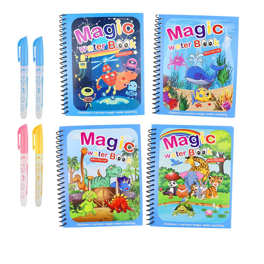 Stylos à Colorier Livre d'Eau pour Enfants - Peinture Magique avec Lots de 8 Cahiers - Parfaits pour les Petits Griffonn