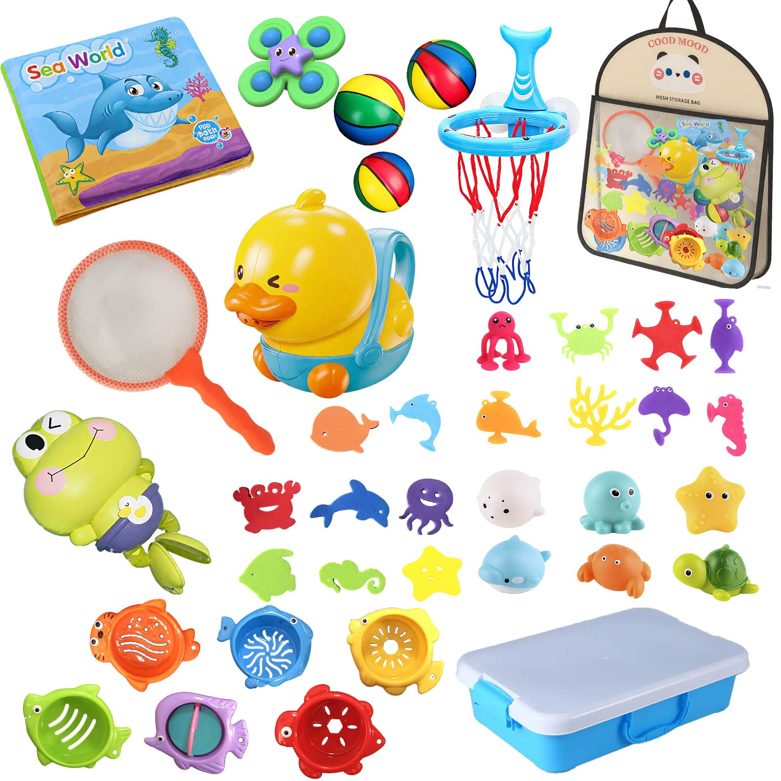 Jouets de bain bébé 38 pièces, cadeau pour bébé - Animaux flottants pour la baignade - Cadeau pour enfants de 0 à 6 ans 